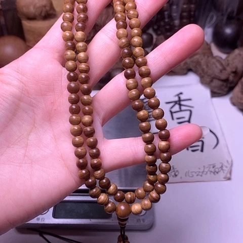 檀香木手串/手链檀香黑肉0.6/108横纹虎皮沉