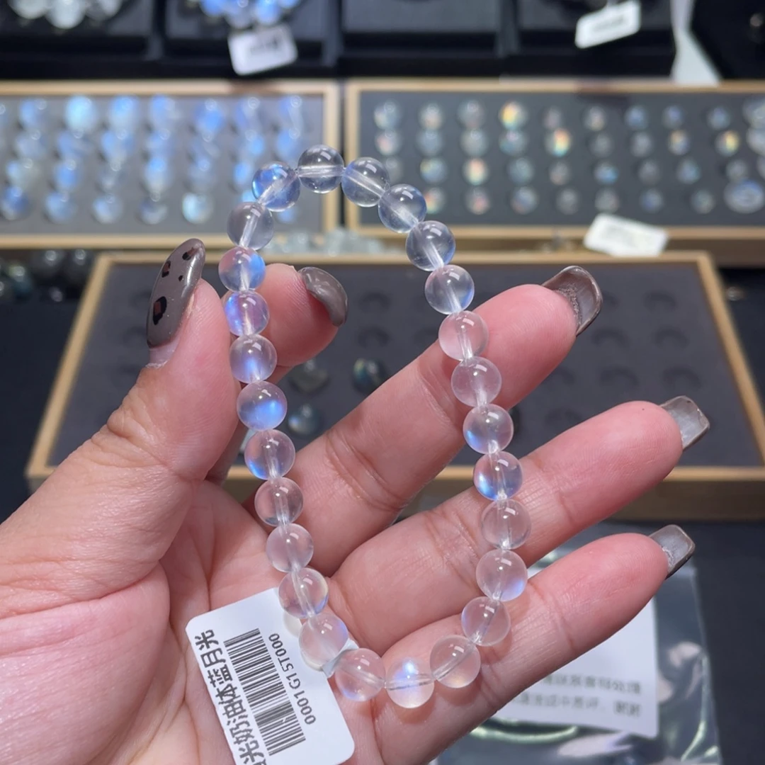 松***紫手链未镶嵌长石蓝月光手链6.8mm