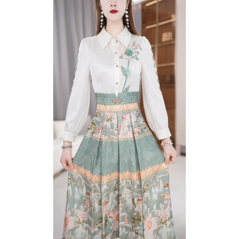 【连衣裙】春夏季时尚气质长款收腰减龄中国风连衣裙M-4XL