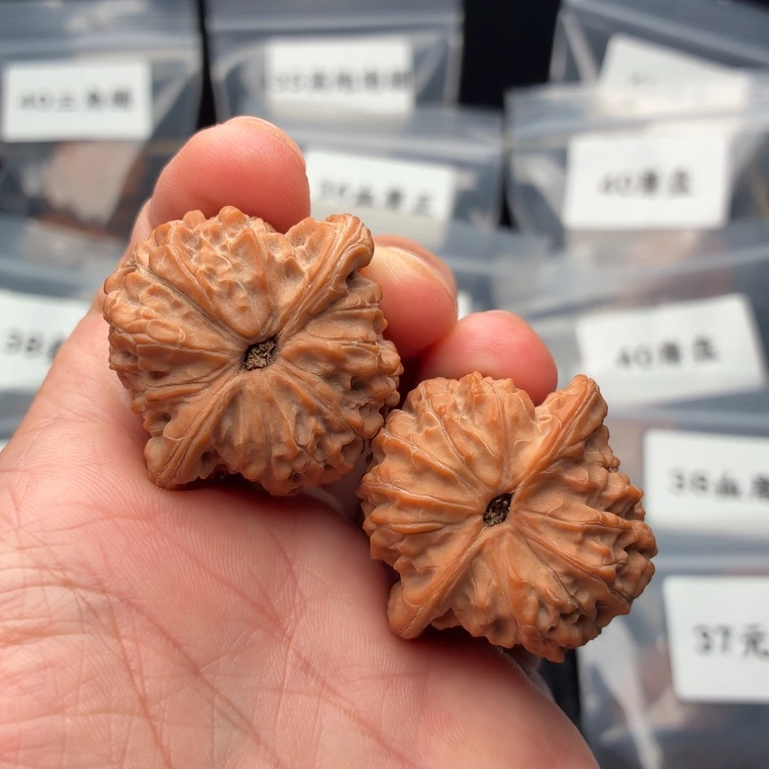 ****苒文玩核桃把件37尺全品血麒麟