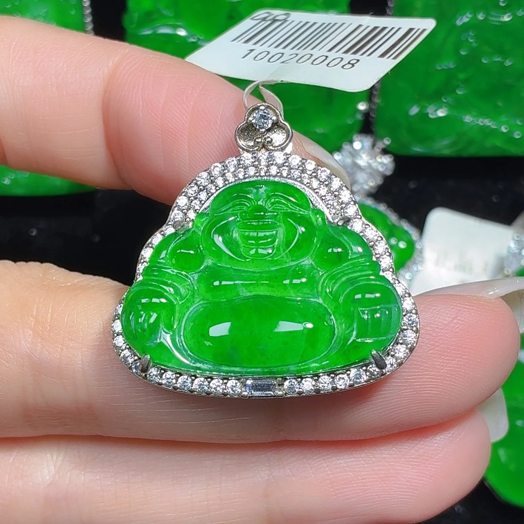 翡翠银S925镶嵌颈饰天然A货翡翠