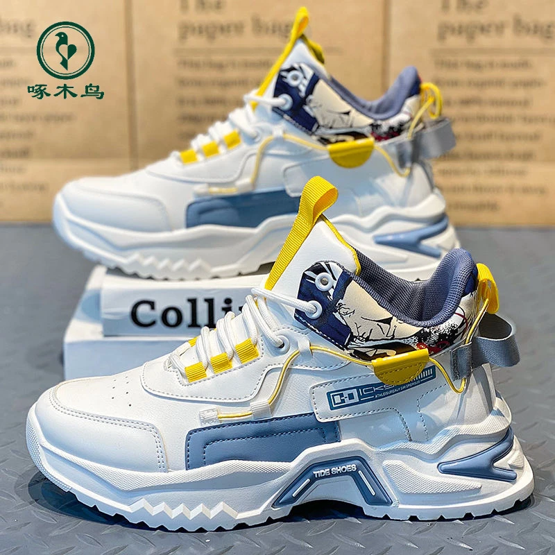 【正品啄木鸟】男鞋春季新款运动鞋子男士百搭休闲跑步老爹潮鞋春款