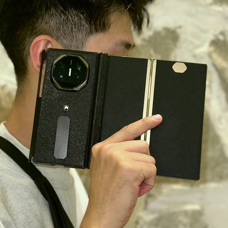 适用华为MateXTs非凡大师手机壳牛皮三折叠防摔保护套商务男女款