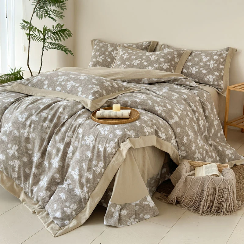 A类汉麻四件套床单秋冬加厚被单亲肤透气床上用品可机洗简约床单4