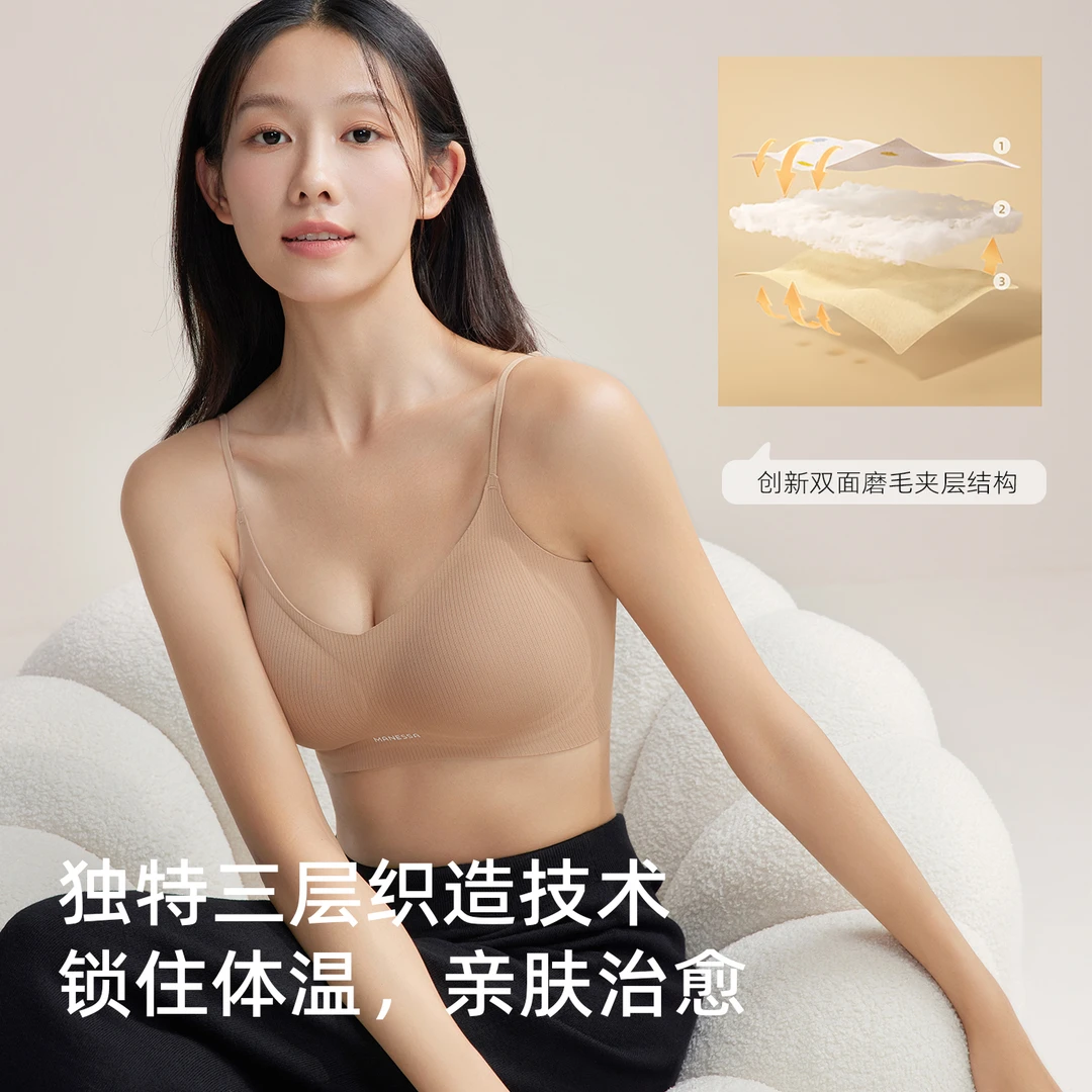 25秋冬新款细肩带聚拢背心隐形无痕无钢圈舒适美背女士运动文胸
