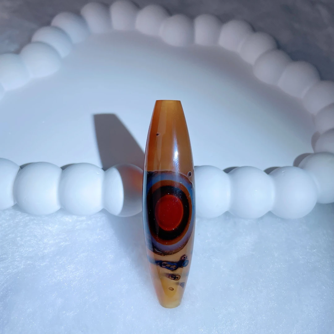 天然巴玉，珠王同料，冰糖底色，龙鳞赤瞳正一眼锁骨珠吊坠