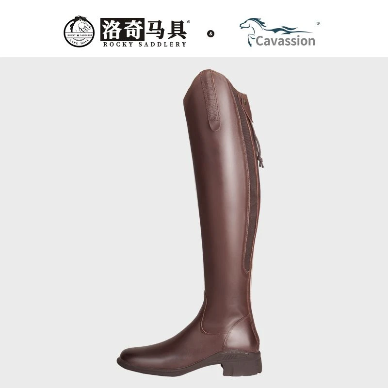 Cavassion 美拉德棕色马术长靴 新款 真皮厚底美拉德长靴 8106111