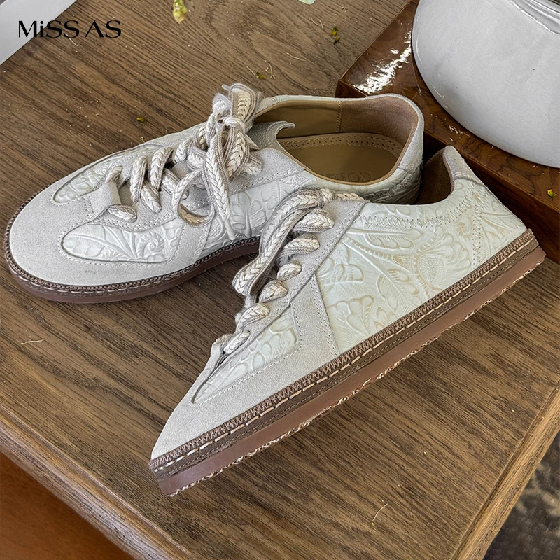 【COTEMP】休闲平底运动鞋皮雕花德训鞋女25新品设计师MISSAS买手店
