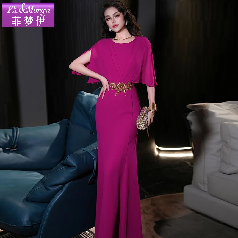 菲梦伊轻熟钉珠连衣裙女夏季法式别致高端性感气质长裙65940