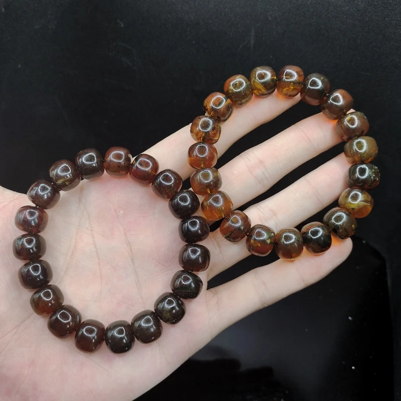 琥珀星际蓝翁珀老型珠单圈手串GS【多样性发其一】约12mm+