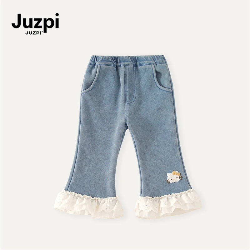 橘止皮·女童加绒牛仔裤2025秋冬季儿童长裤宝宝休闲裤QK259741