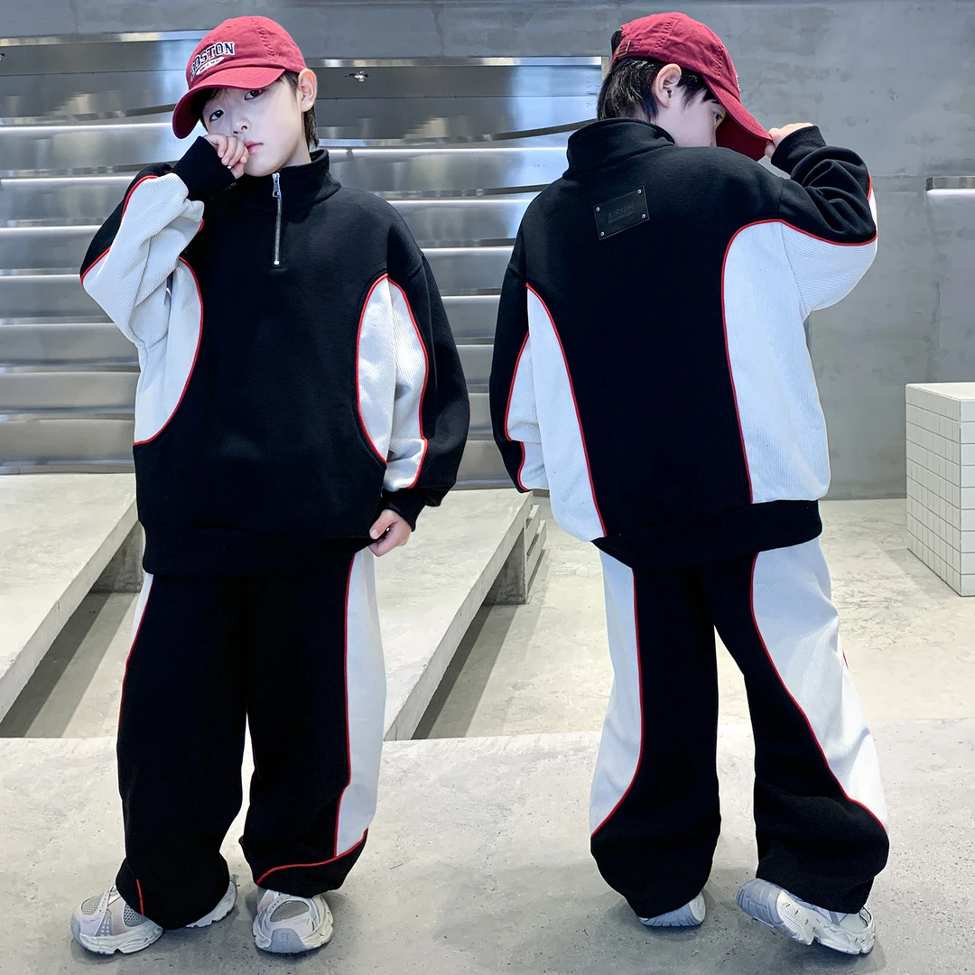男童秋季套装2025新款中大童卫衣两件套男孩春秋运动潮酷痞帅童装