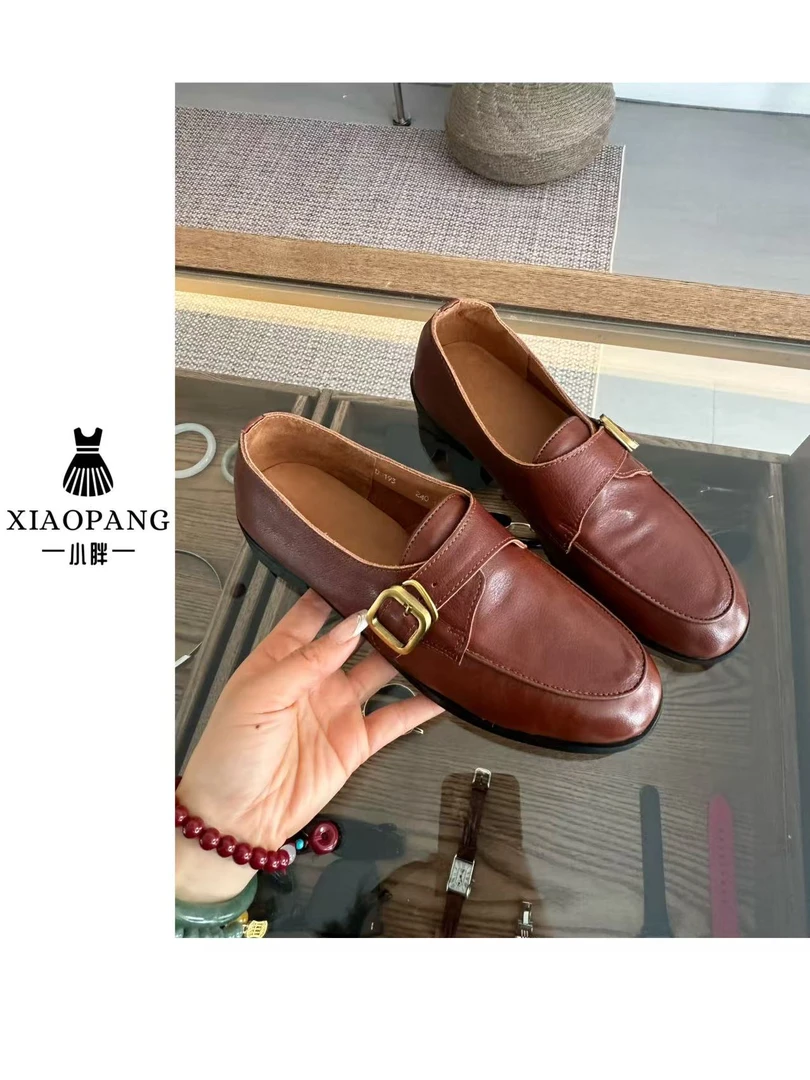 【小胖】193新款棕色复古小皮鞋