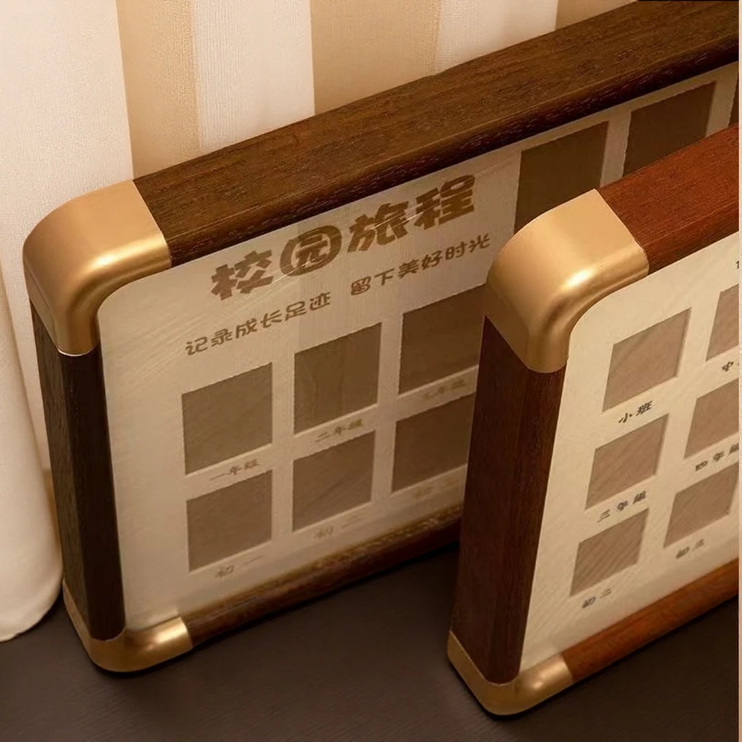 古典实木防铜角相框儿童成长记录照片校园时光家庭客厅摆台