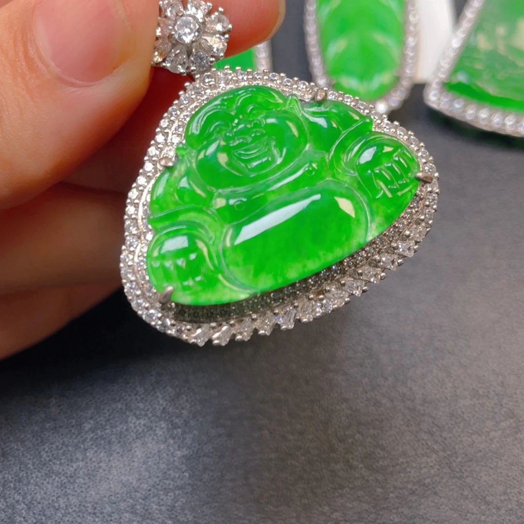 翡翠银S925镶嵌吊坠(不含链)