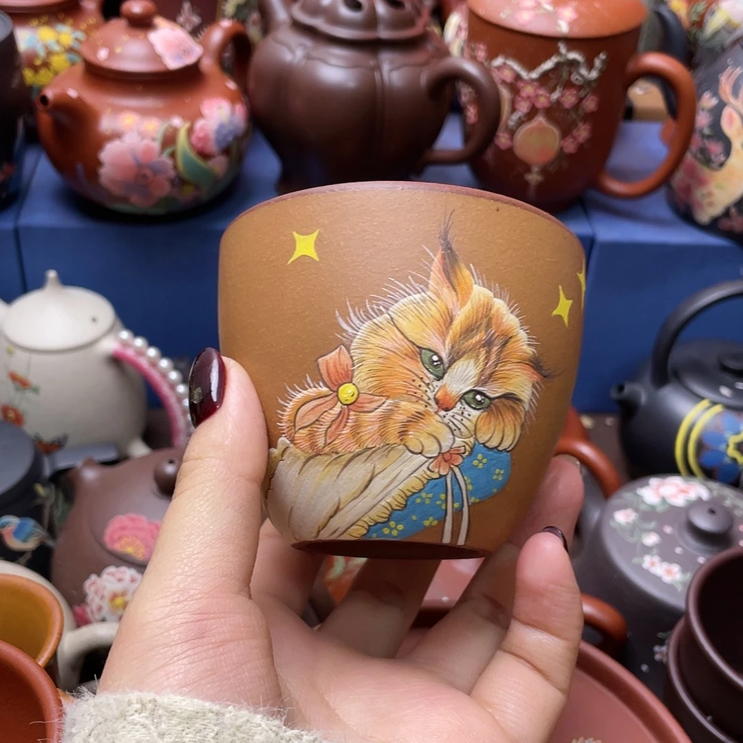 茶杯红泥紫砂主人杯180cc