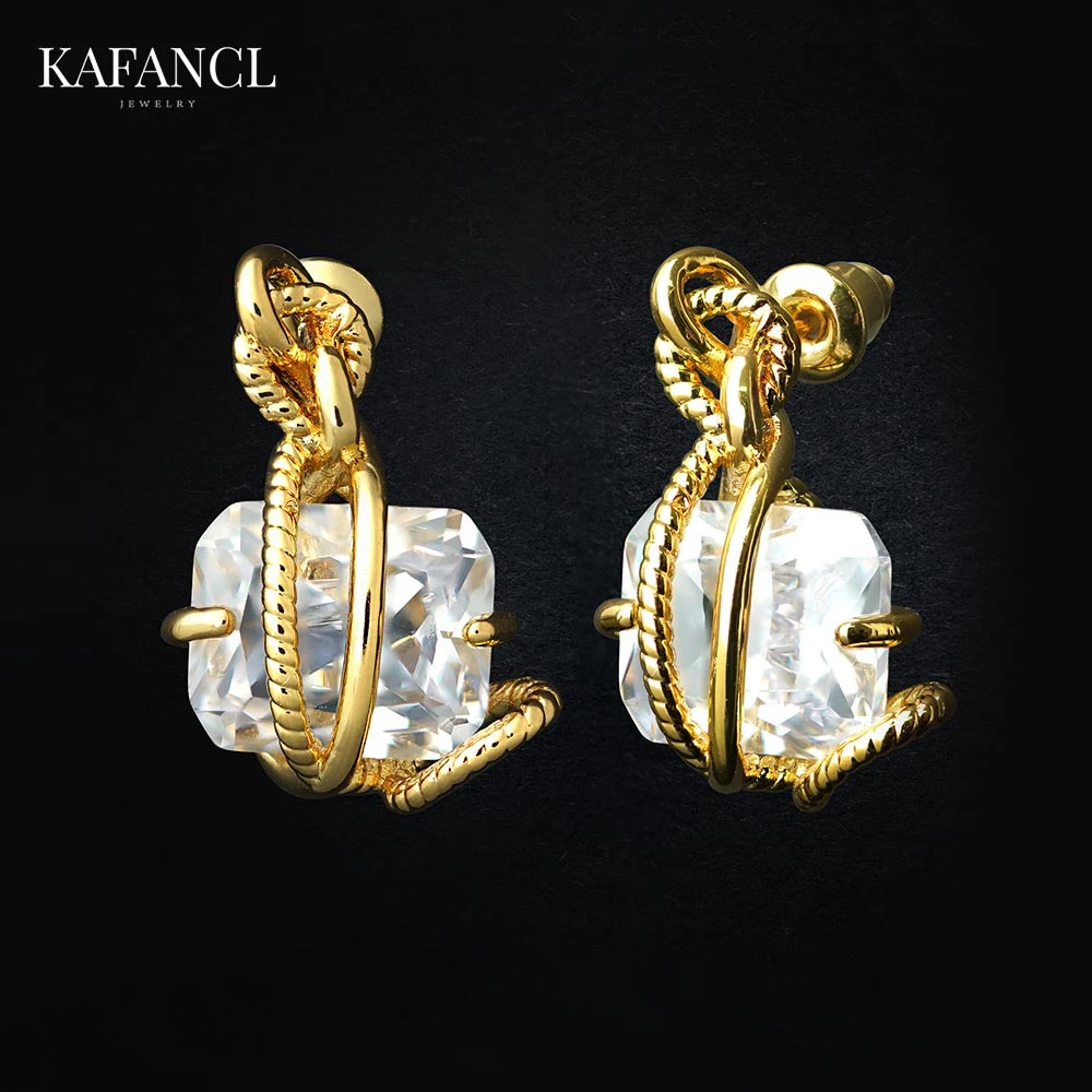 缠绕冰糖金属绳女款耳钉 ZR-A733