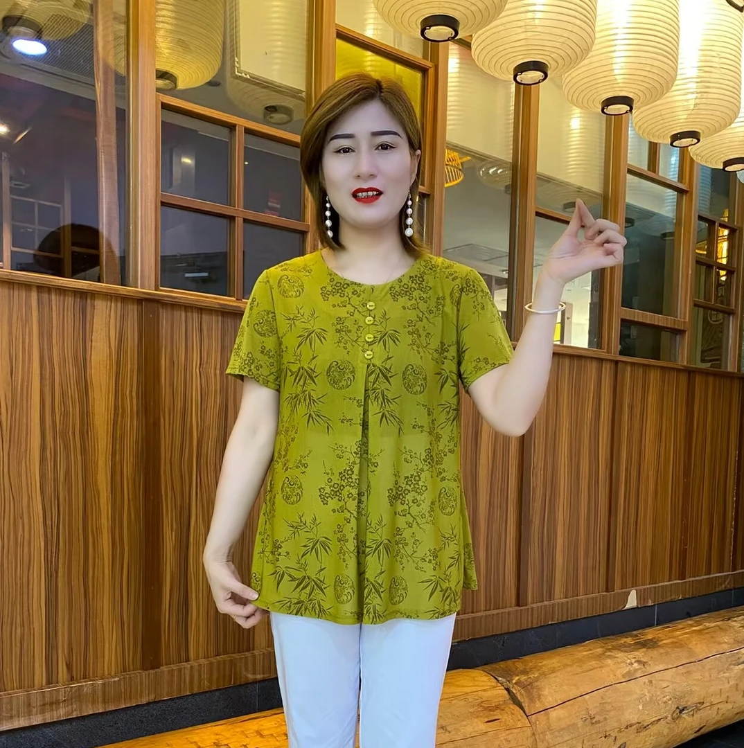 夏装新款气质碎花中老年女装宽松洋气中长款夏季时尚百搭