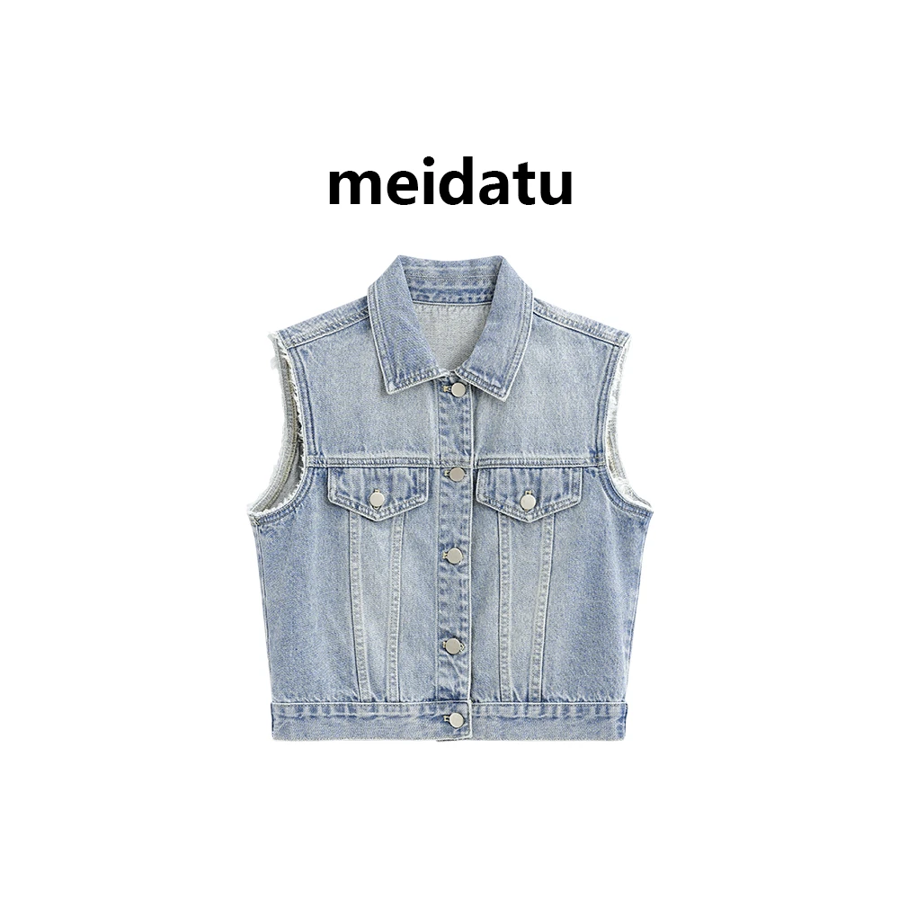 美哒兔（经典重塑）港式复古水洗牛仔马甲（高个子版）CZ321-QG