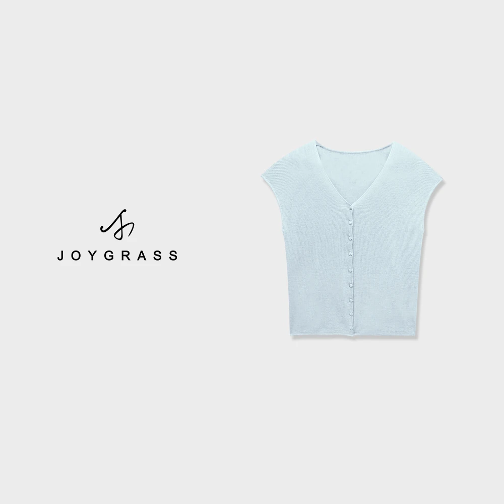 JOYGRASS【晴澜絮语·云纨】清新简约针织开衫Z-05979