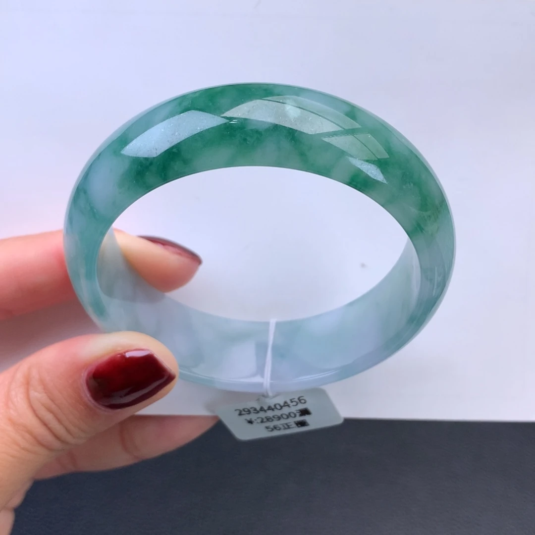 翡翠手镯未镶嵌糯冰飘花轮胎手镯