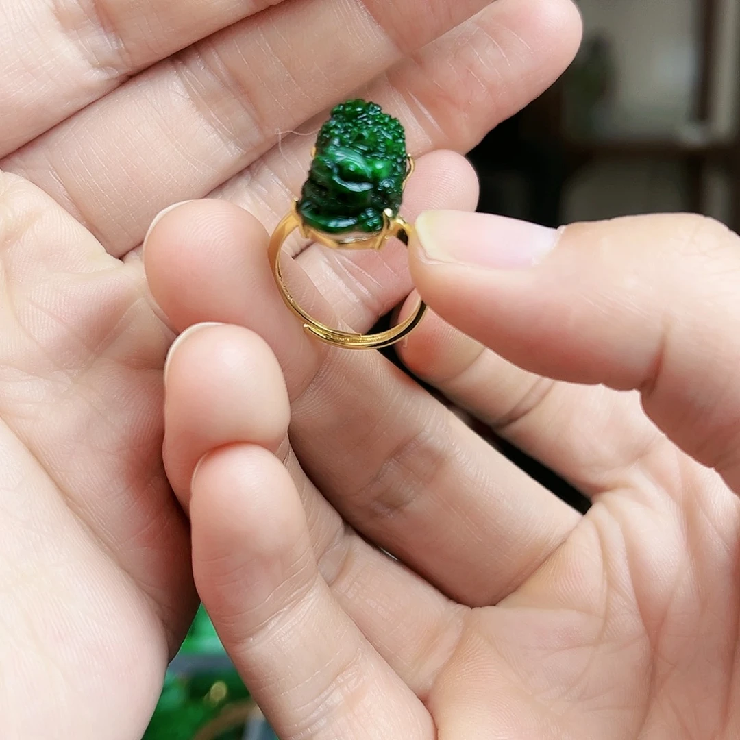 翡翠戒指银S925镶嵌戒指