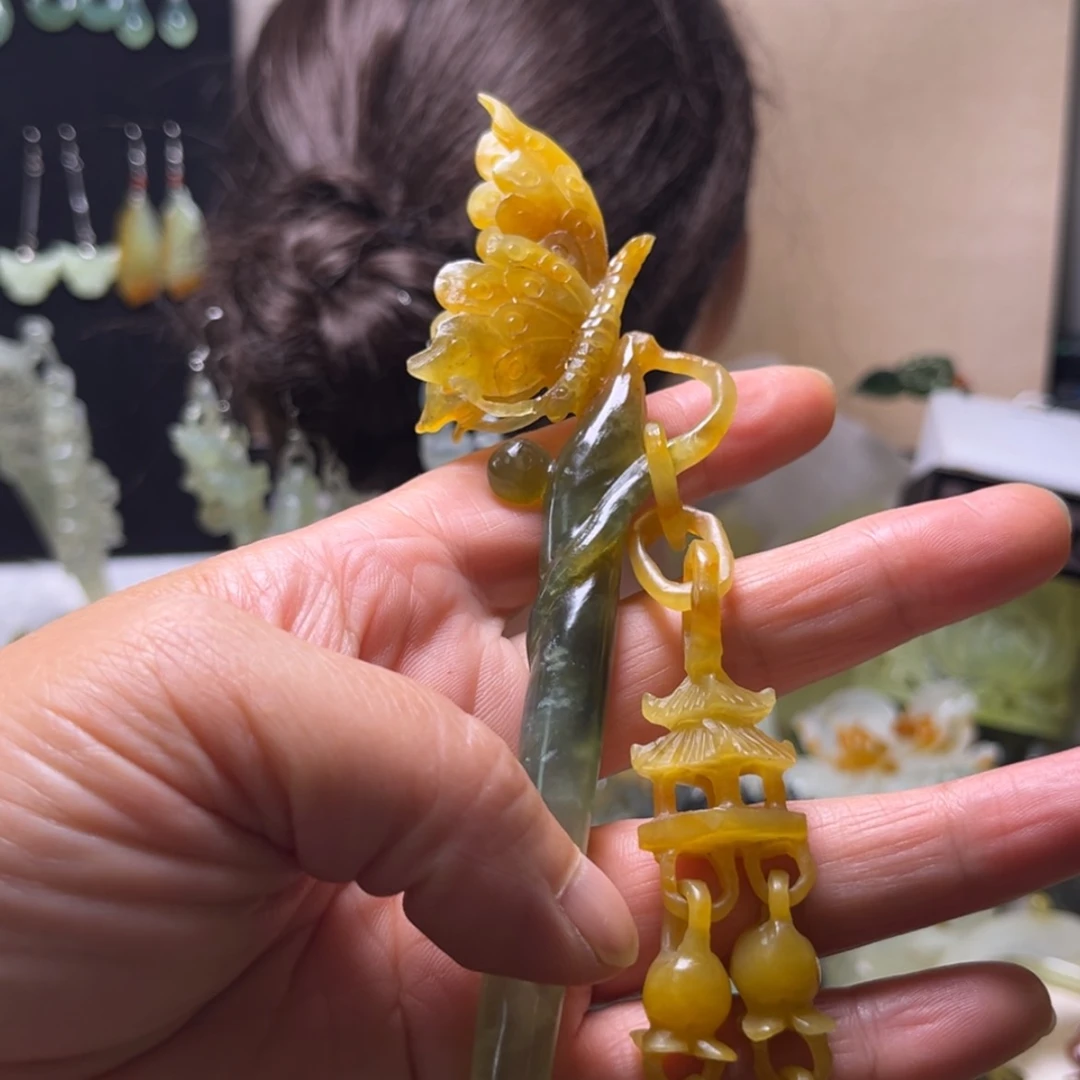 【闪购商品】合金蛇纹石玉发饰未*