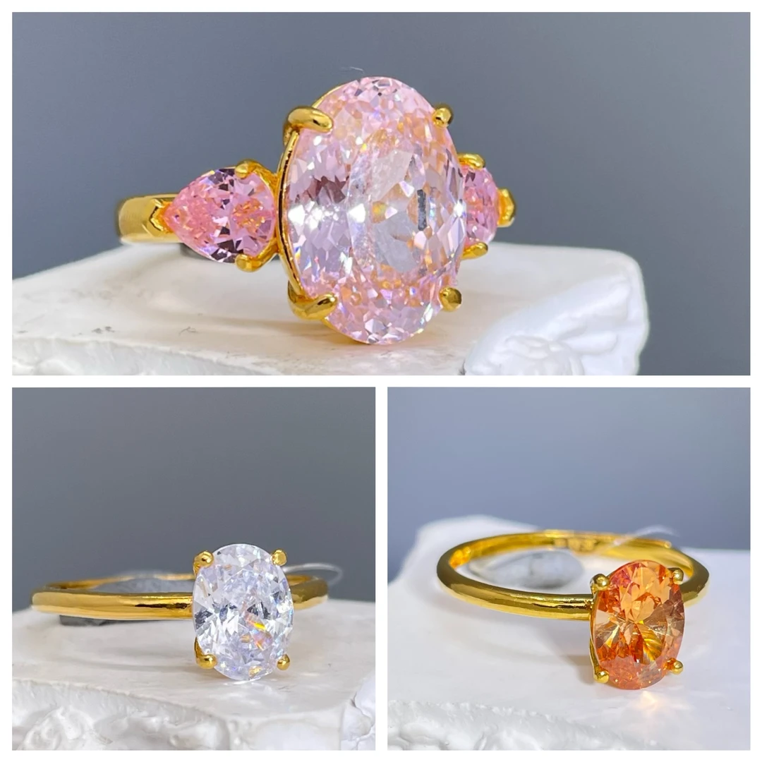 【618钜惠】蛋面—足金999黄金镶嵌戒指1.85-1.94-1.81克净金重活口