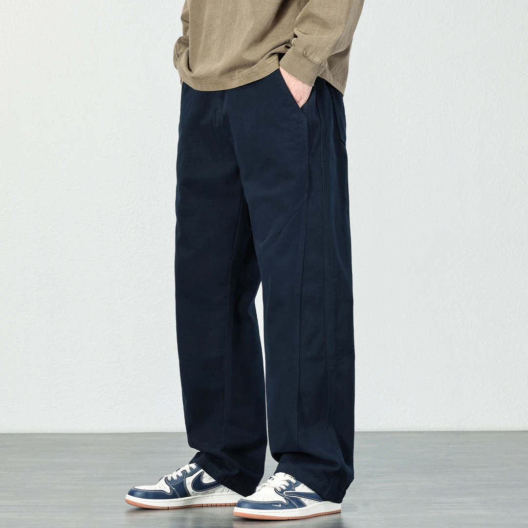 美式复古水洗休闲裤子男2025秋冬新款纯棉宽松潮流百搭加绒长裤男