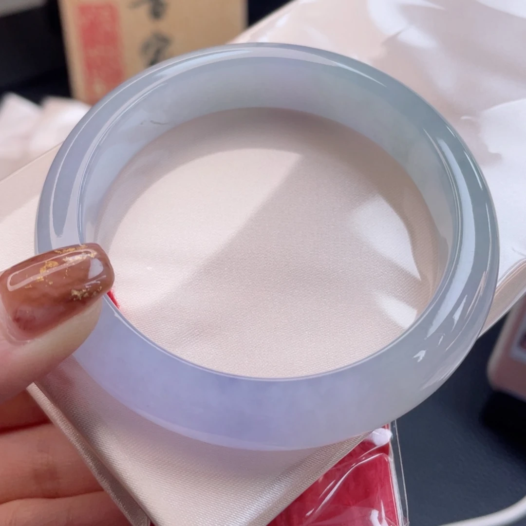 未镶嵌手镯翡翠58.7正圈 淡春彩 人间富贵花 22号