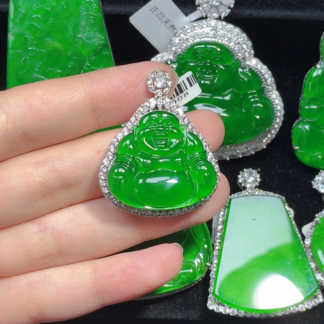 翡翠银S925镶嵌颈饰天然A货翡翠