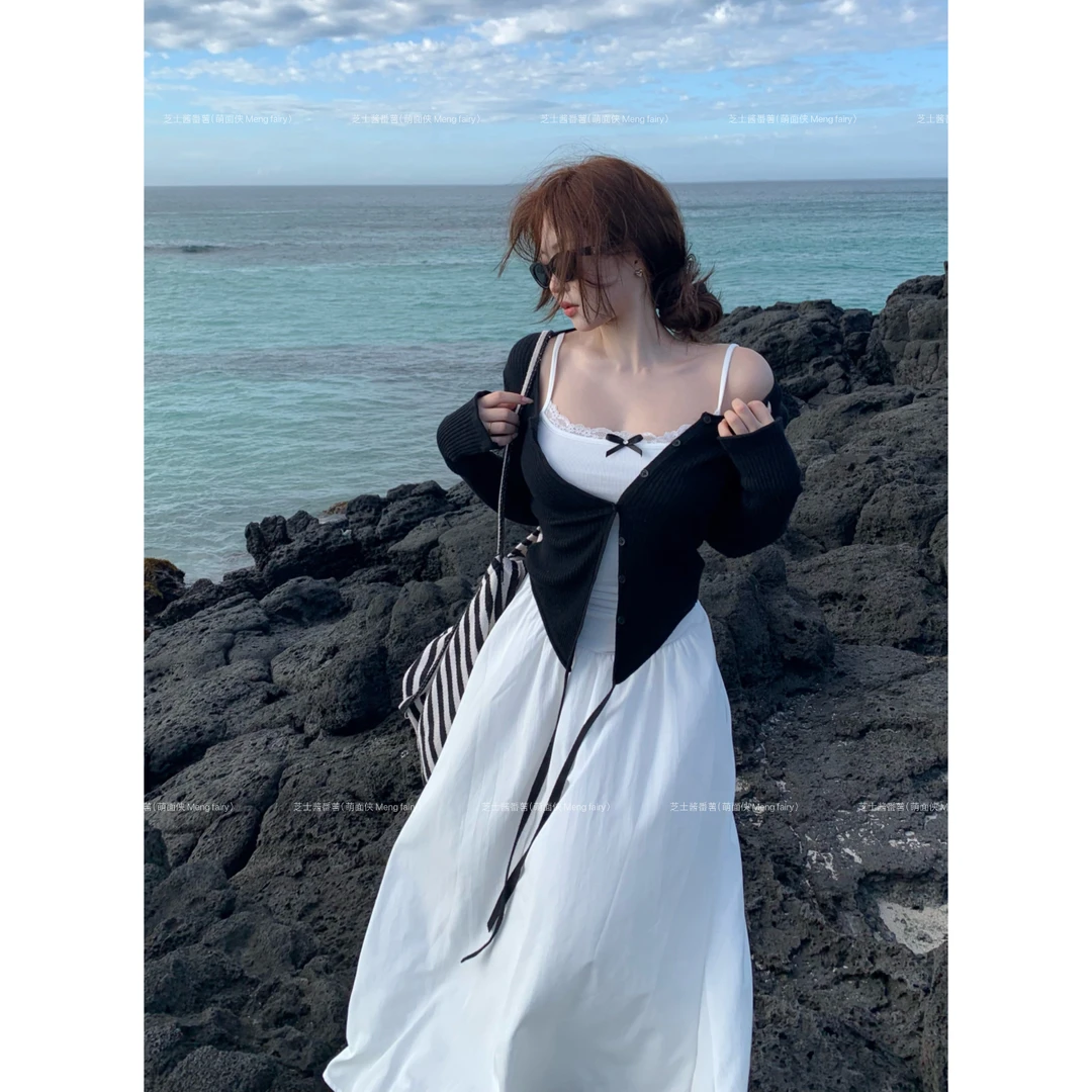 萌面侠芝士 现货【心动韵律】羊毛上衣裙摆吊带裙韩系衣服5738 5753