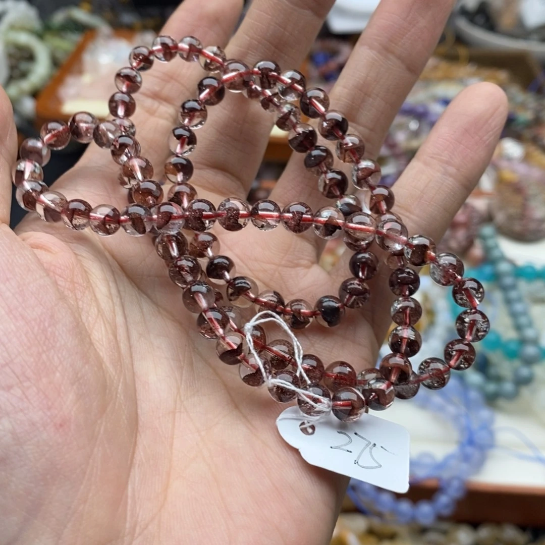 请***新玛瑙/玉髓未镶嵌珠宝半成品拍三次6mm红幽灵金字塔三圈H92