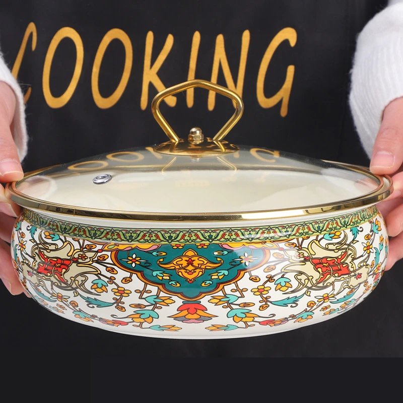 珐琅搪瓷搪瓷汤盆和面盆加大搪瓷大碗水煮鱼搅拌盆电磁炉燃气