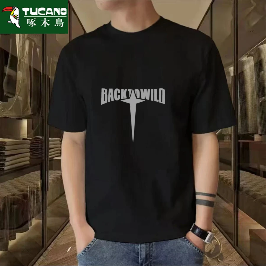 啄木鸟圆领民族风花型修身热转印花韩版夏季休闲T恤情侣时尚百搭