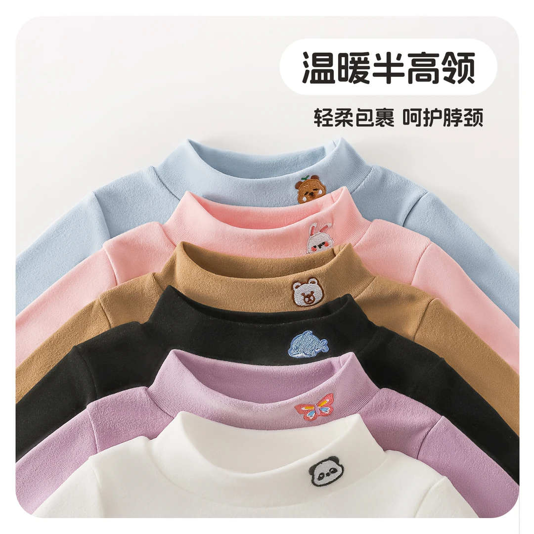 2025洛米兔刺绣柔软蓄热保暖德绒半高领打底衫5T102组合