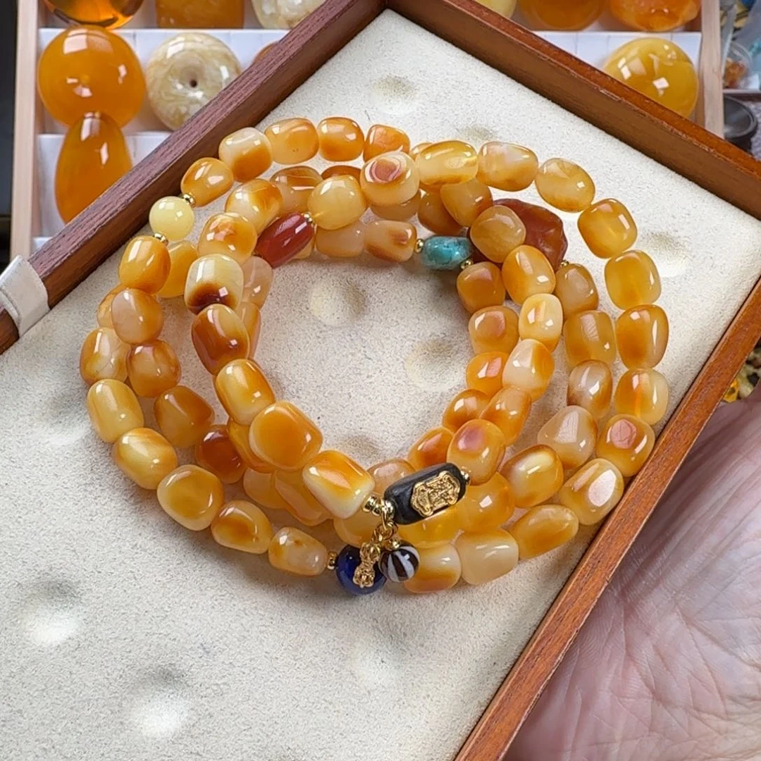 资***莉蜜蜡未镶嵌手链蜜蜡