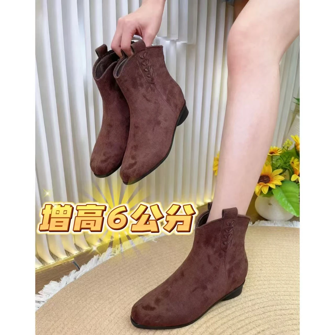 爆款秋冬时尚百搭2025潮流轻奢穿搭必备网红堆堆靴内增高6cm气质