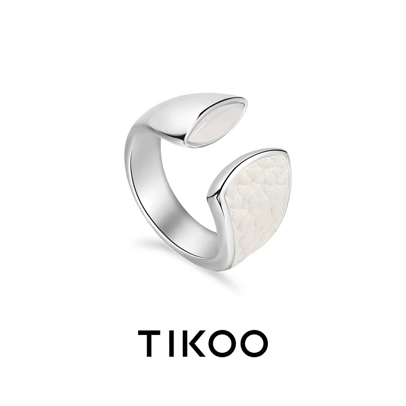 TIKOO 铜合金戒指 皮革宝石开口戒指小众设计轻奢指环女2025新款