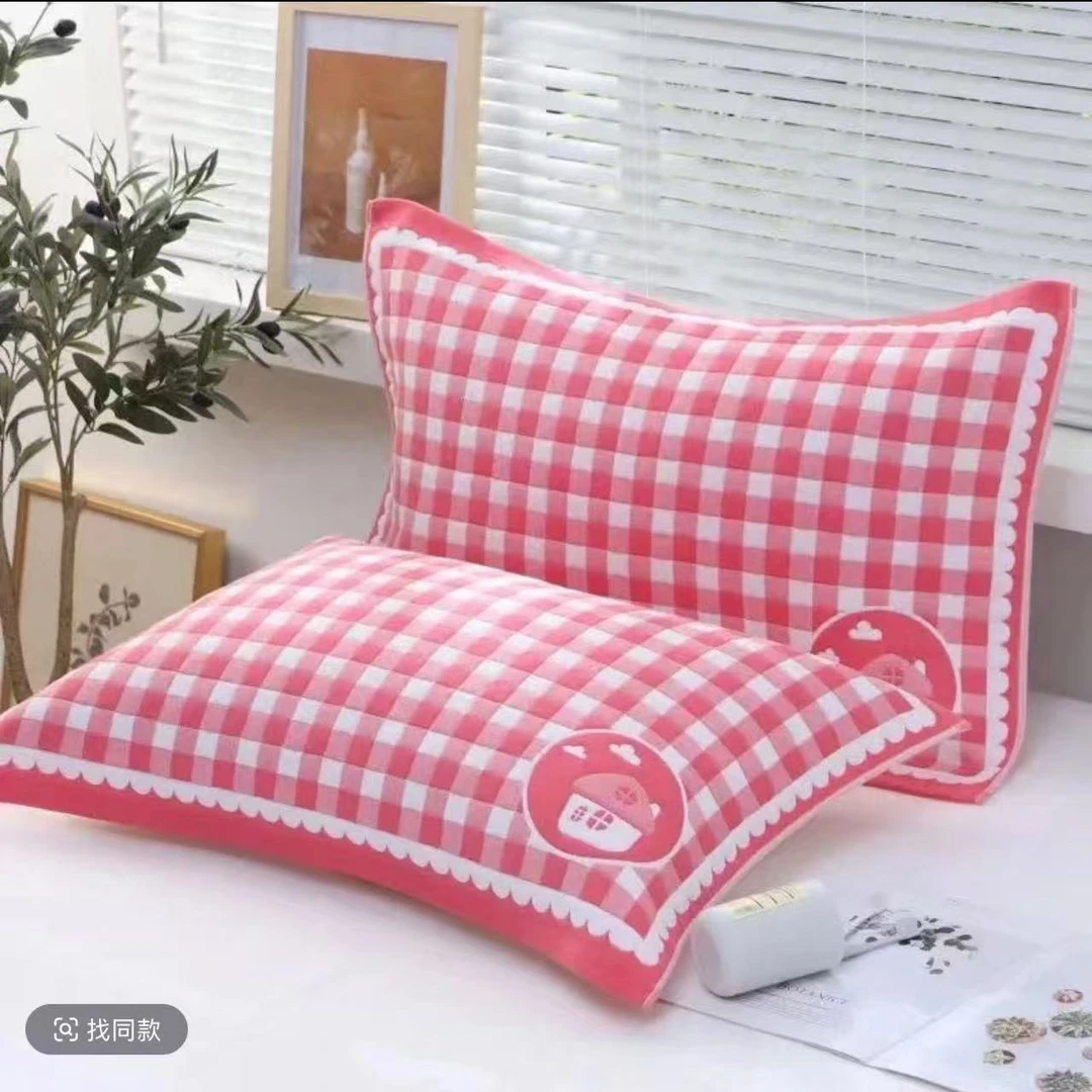 【格子屋红枕巾】 52cm*78cm多功能纱布枕巾一对装