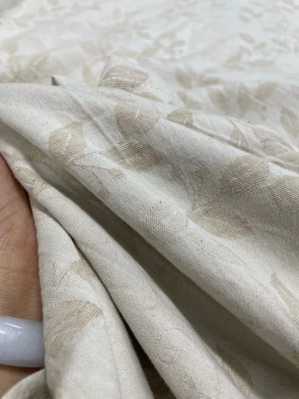 （陌上花开双人床单)天然棉麻原色双人提花床单230✖️250cm