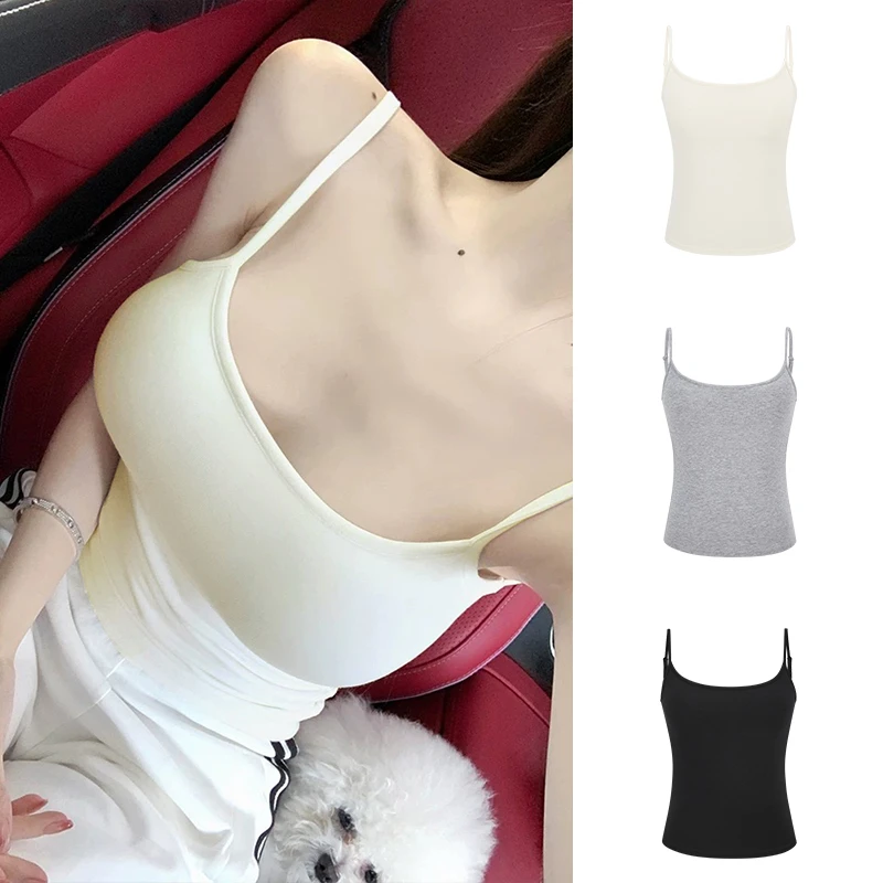 Moses Queen/魔西女王细肩带可调节吊带背心女带胸垫基础百搭上衣