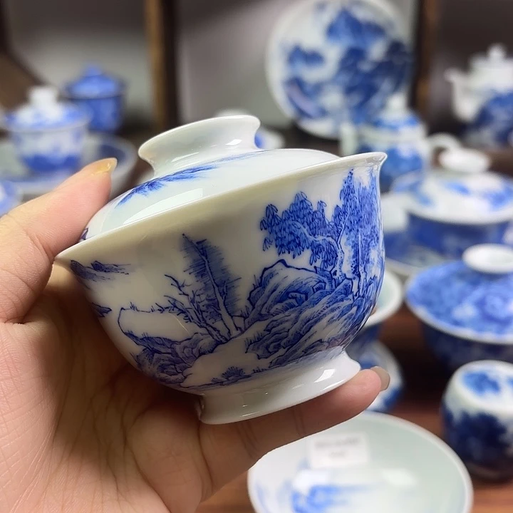 双十二狂欢柴窑福利山水盖碗