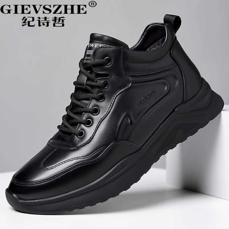 纪诗哲新款牛皮棉靴软底保暖高帮鞋厚底棉鞋冬季男款保暖鞋加绒