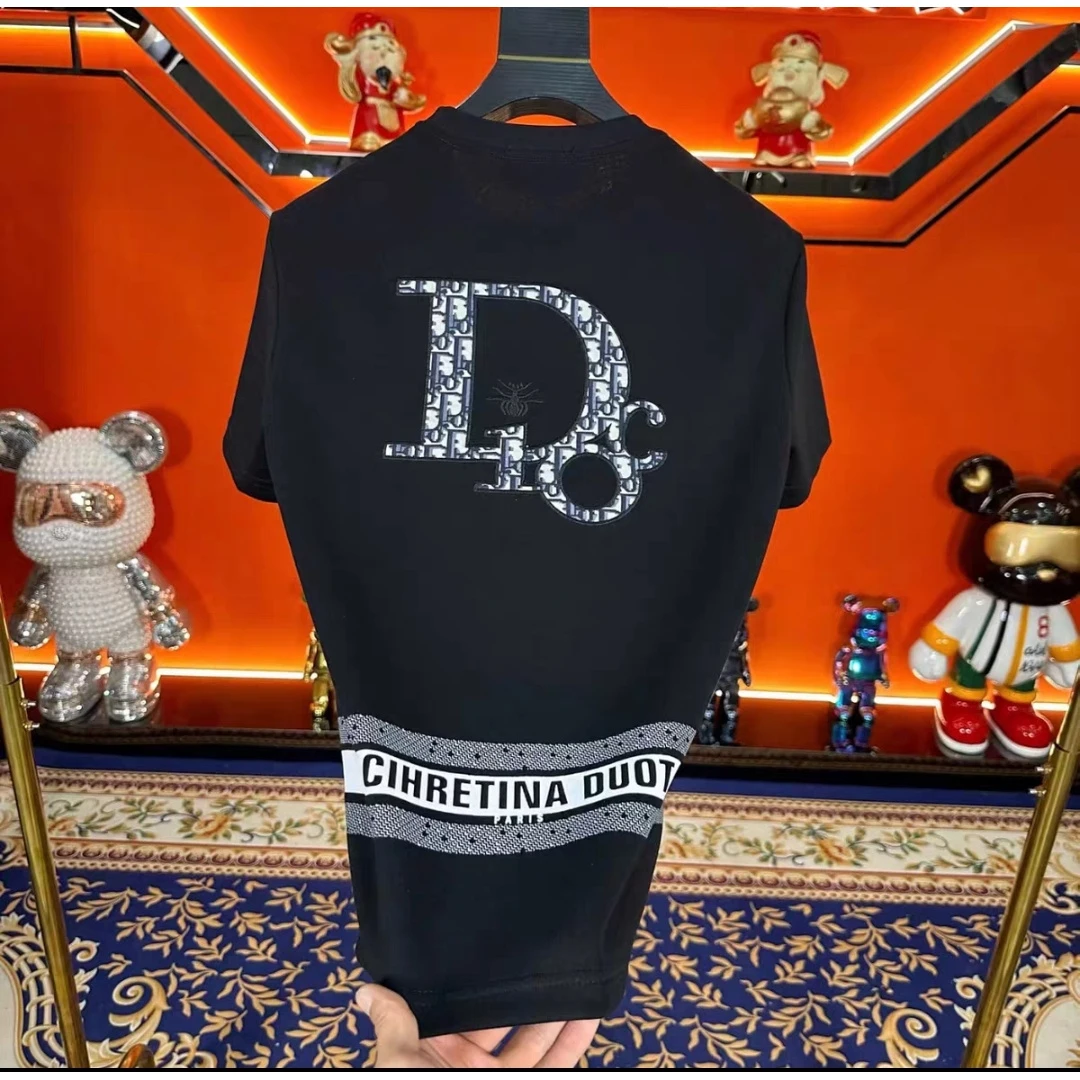 针织短袖圆领印花DT恤设计师百搭潮流夏季3705