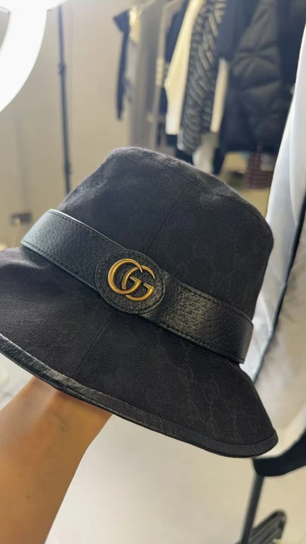 99新 GUCCI/古驰 黑色满印渔夫帽
