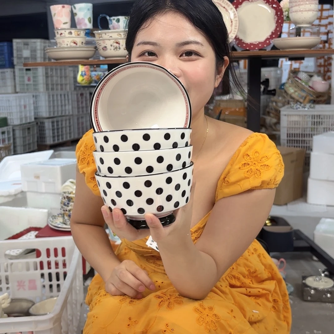 瓷微瑕陶瓷餐具釉下彩5寸碗4个