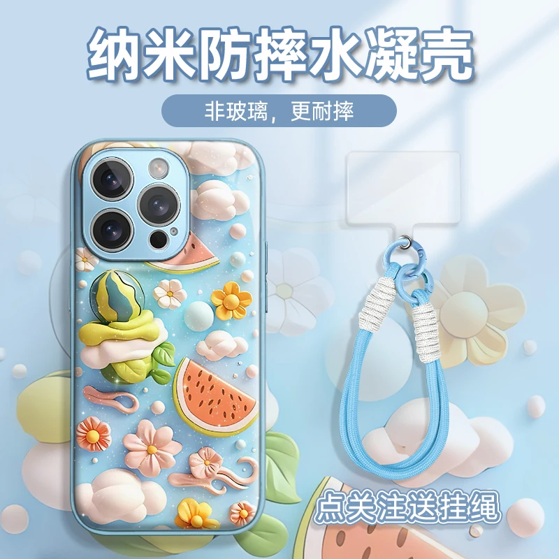 适用于苹果16华为OPPO小米VIVO高颜值百搭LJ闪粉水凝手机壳AM0367