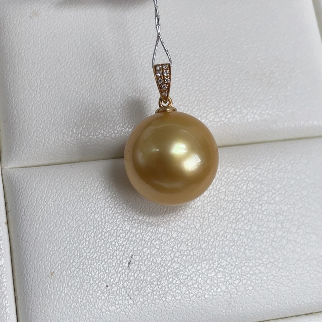 吊坠(不含链)18K金镶嵌海水珍珠13.8mm