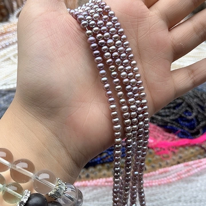 未镶嵌玛瑙/玉髓珠宝半成品5mm左右椭圆珍珠（拍二发一）